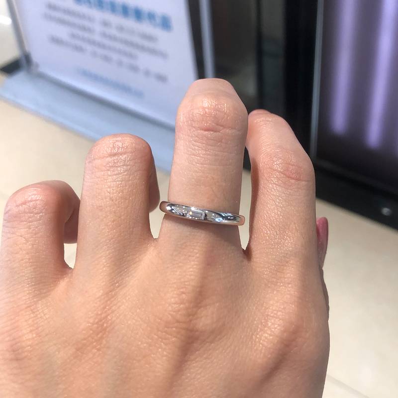 简约长方钻S925银镀白金定制选款主石莫桑钻0.2ct